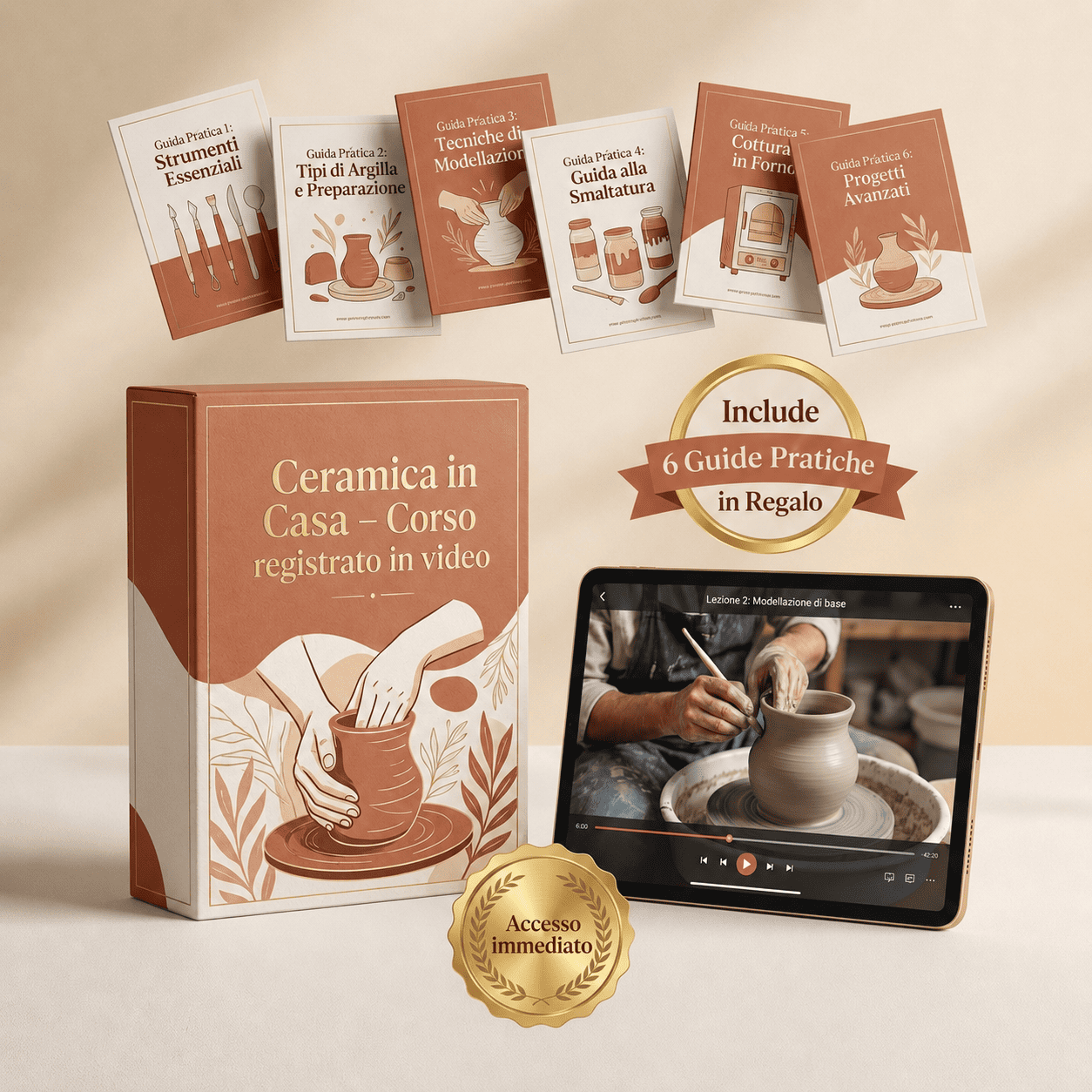 Ceramica a casa: Corso completo in Video + 6 Guide Pratiche in Omaggio